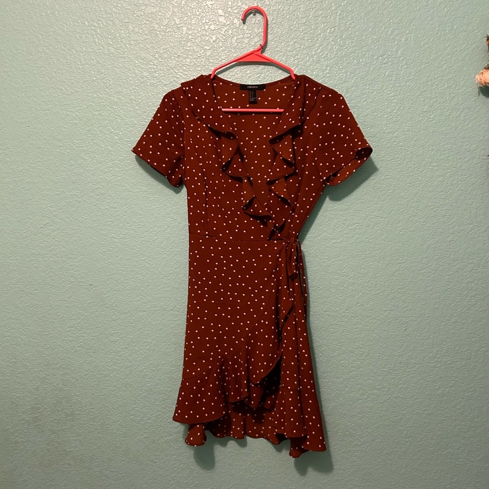 Forever 21 Polka Dot Ruffled Wrap Dress